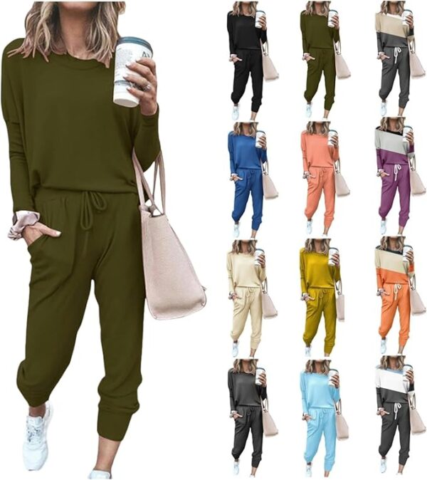 APIVOE Jogger Sets for Women 2 Piece Lounge Sets Fall Sweatshirt and Pants Sets 2 Piece Outfits Matching Two Piece Sweat suits