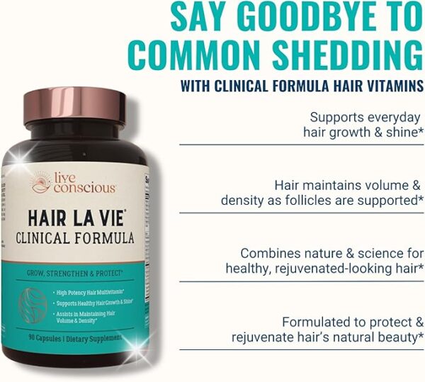 Hair La Vie Live Conscious Clinical Formula Hair Growth Vitamins for Women and Men w/Biotin 5000mcg, Collagen & Saw Palmetto (Pack of 1) - Image 4