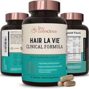 Hair La Vie Live Conscious Clinical Formula Hair Growth Vitamins for Women and Men w/Biotin 5000mcg, Collagen & Saw Palmetto (Pack of 1)