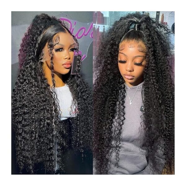 Wigs, Deep Wave Lace Front Wigs Human Hair wigs for Black Women 13x4 Glueless Lace Frontal Wigs Brazilian Hair 8-34" Black Color Curly Lace Front Wigs ,Wigs to Cover Baldness(250% 13X4 Lace Wig,38inch